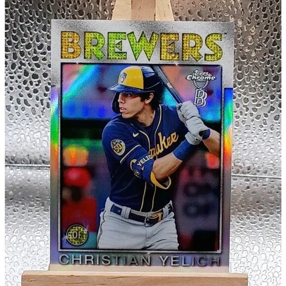 2021 Topps Chrome BEN BALLER Christian Yelich #86TB-7 86 Refractor Insert - Picture 3 of 6